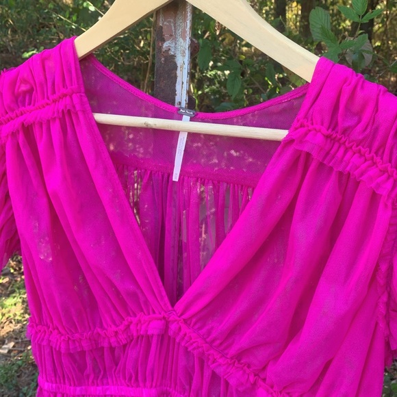 Free People Making Me Smile Ruched Mesh Top - Picture 6 of 11